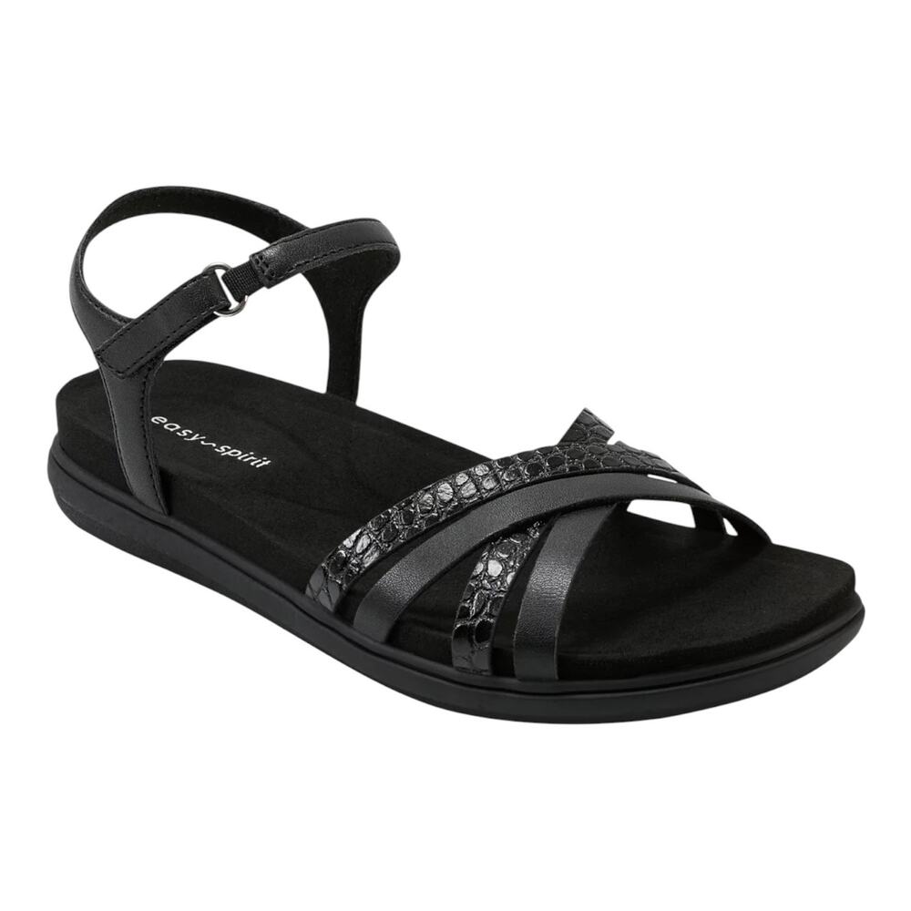 Easy Spirit Women's Dottle Ankle Strap Comfort Sandals Black Size 8 1/2